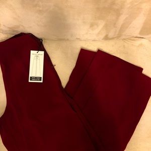 New burgundy contemporary wide-leg pants.